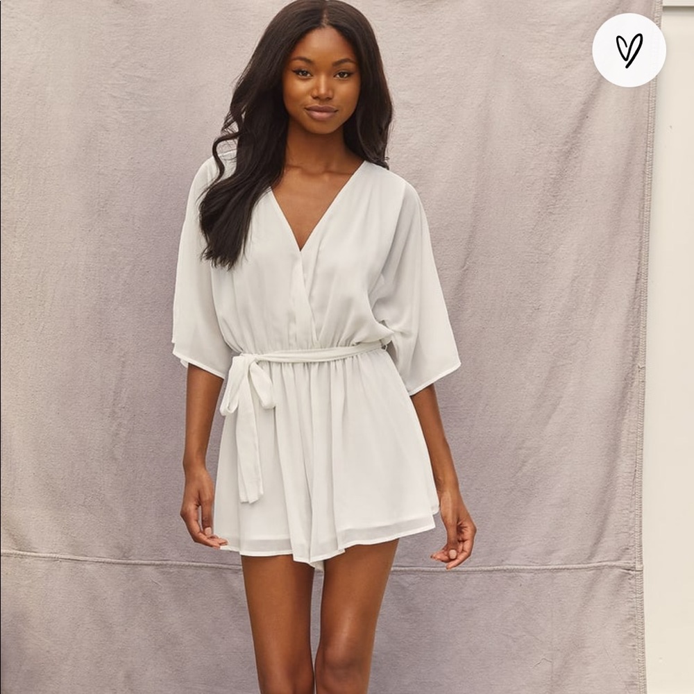 NWT lulus Grand Romance White Surplice Romper